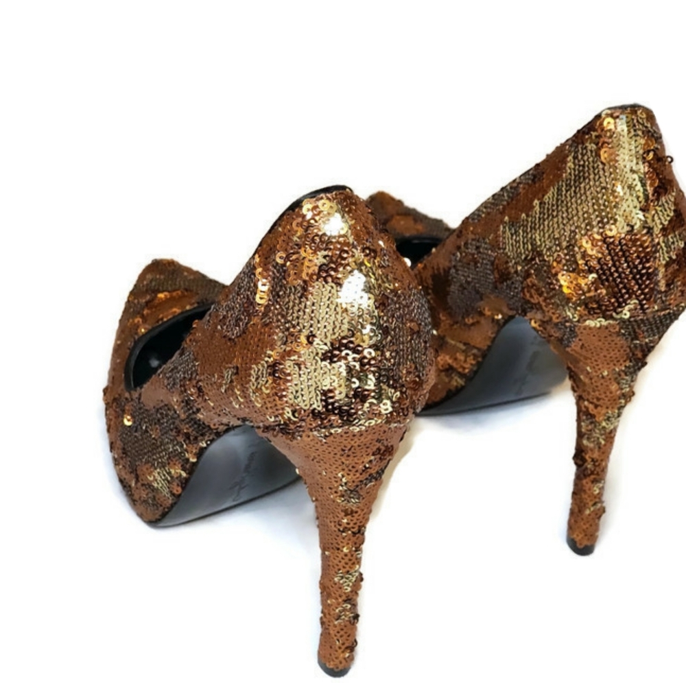 Report Signature Gold Sequins Pointed Toe Leather… - image 6